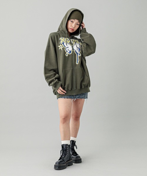 X-girl パーカー BUTTERFLY ZIP UP HOODIE レディース メンズ