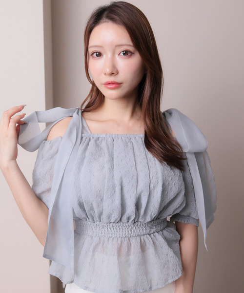 LIP SERVICE tシャツ ショルダーリボンオフショルトップス