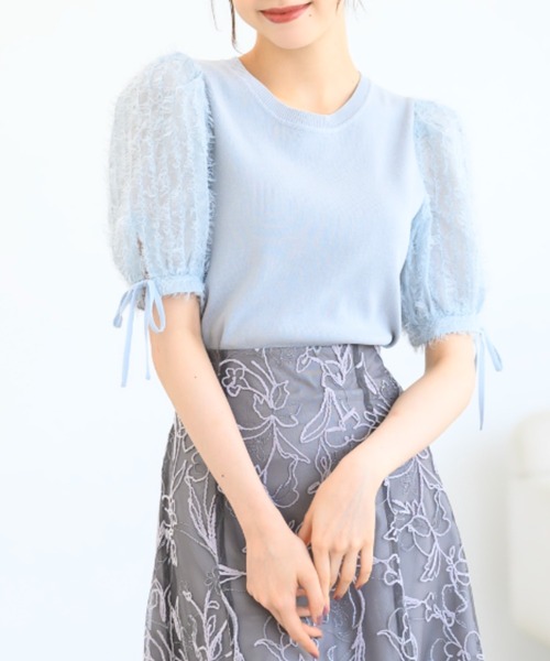 ミッシュマッシュ MISCH MASCH 【2024秋冬新作】ふわふわシャギー袖ニット/MM438303 （BLACK） ミッシュマッシュ MISCH MASCH 【2024秋冬新作】ふわふわ