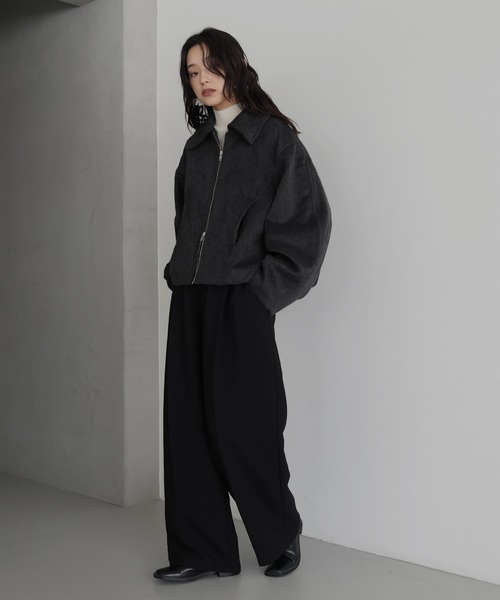 nonnative 短丈　ブラック　ブルゾン hellam ブルゾン アウター フェイクビーバー ショート丈Wジップ