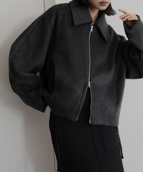 最終値下げ 【hellam】Wジップデニムショートブルゾン　ブラック hellam ブルゾン アウター Wジップデニムブルゾン レディース