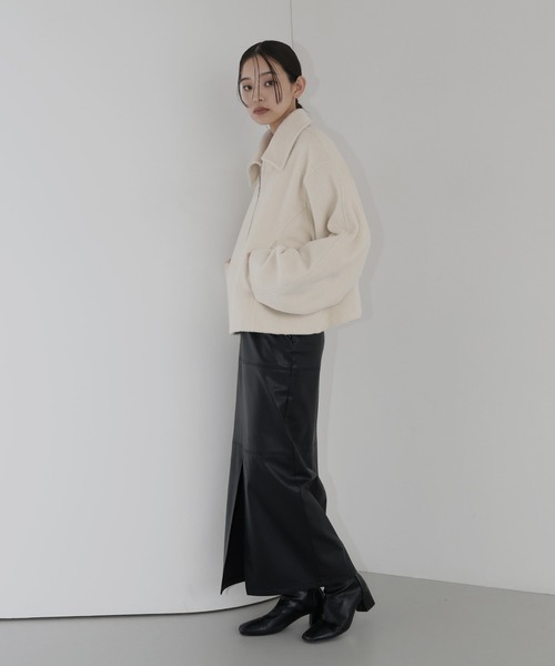 ジャケット ブルゾン フェイクビーバー ショート丈Wジップブルゾン レディース SLY ブルゾン アウター 「WEB限定再入荷」VINTAGE F/LEATHER S