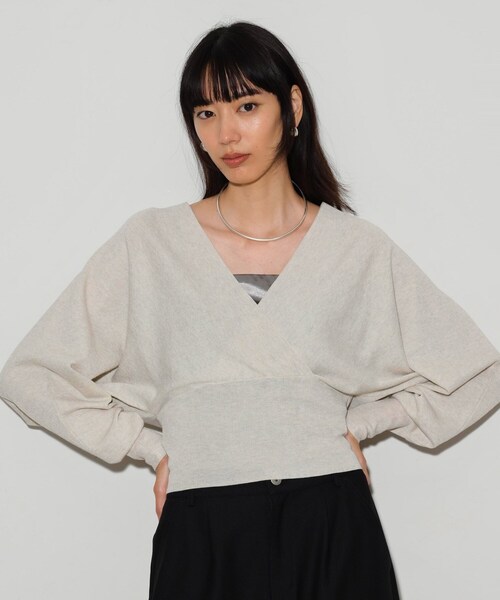 ニット セーター カシュクールシャインニット レディース