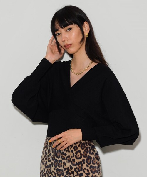 ニット セーター カシュクールシャインニット レディース