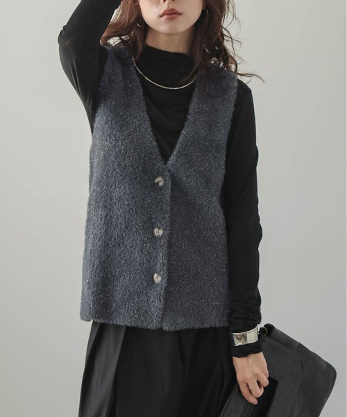 Lajour ベスト ジレ 日本製 ラメニットベスト レディース : ZOZOTOWN