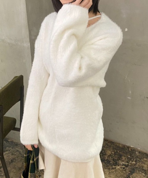 ニット セーター クロスネックデザインセーター レディース