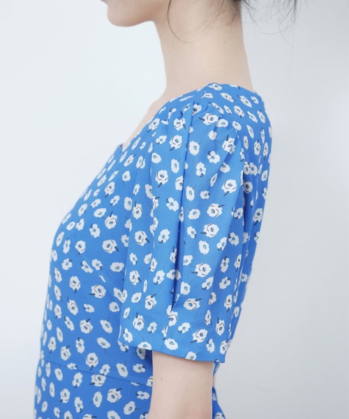 BLUE×PALANG ワンピース ORIGINAL PRINT FLOWER DRESS
