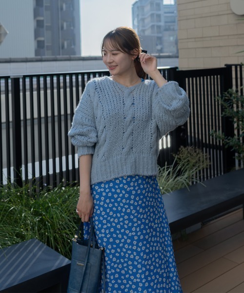 BLUE PALANG ブルーパラン　プリントフラワードレス　ワンピース　紺 BLUE PALANG ブルーパラン プリントフラワードレス ワンピース