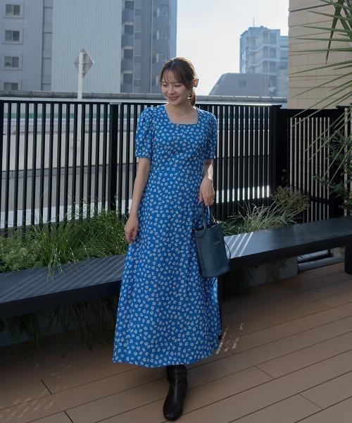 BLUE×PALANG ワンピース ORIGINAL PRINT FLOWER DRESS