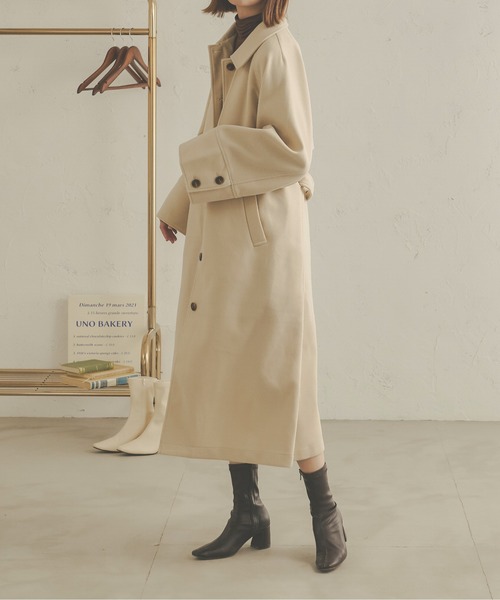 ［新品未使用］Neigeネージュ　コート Ambre Neige（アンブルネージュ） ステンカラーコート FREE モカ