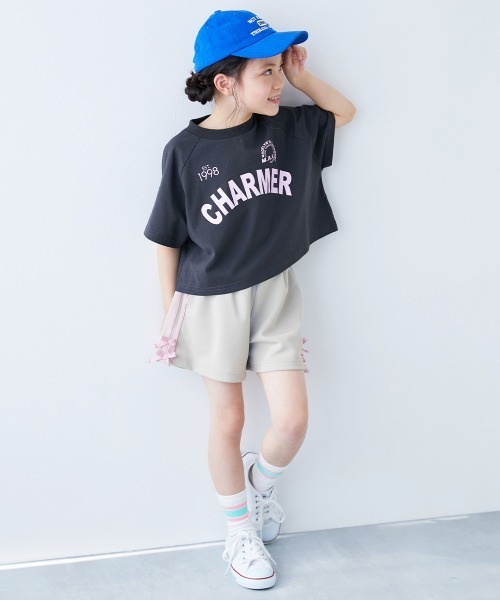 devirock パンツ リボン付き サイドラインショートパンツ キッズ