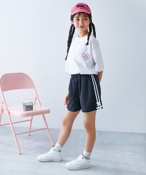 ベージュ ウエストリボン付きショートパンツ 綿プリペラウエストリボンショートパンツ[品番：AMTW0000444