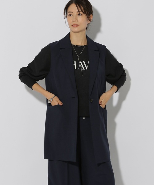 ella_selectshop ジレ　コート ネイビー　Ella Elura（エルーラ） コート アウター 映えラクテーラードジレ/292399