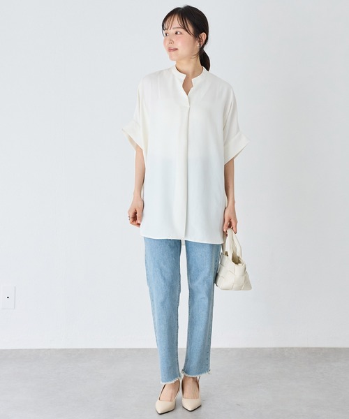ブラウス シャツ ORGANDY SKIPPER SHRIT レディース INCEDE ブラウス シャツ スキッパーロングブラウス レディース