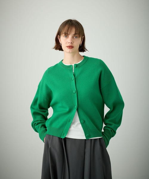 緑のニットカーディガン 新品ラベル付き SHIPS｜【一部WEB限定】<手洗い可能>フォックス クルーネック ニット
