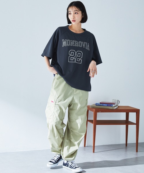 【LIFEWORK】ナンバリング 半袖 Tシャツ ナンバリングプリントラグランメッシュ半袖クルーネックTシャツ