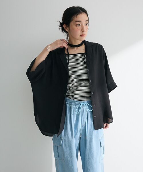 ブラウス シャツ はおりシアーシャツジャケット レディース quaranciel ブラウス シャツ quaranciel:「洗濯機可能」シアー