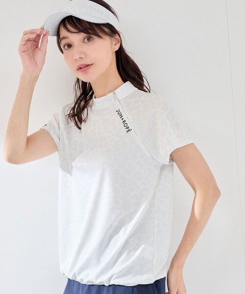 tシャツ 「UV CARE」「吸水速乾」「ストレッチ」アニマル柄ジャガードドロストプルオーバー レディース