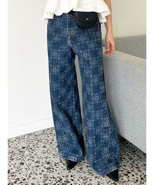 LILY BROWN パンツ ルーズフィットワイドデニムパンツ