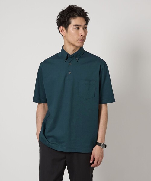残りわずか BOSS GREEN 速乾 ドライ モノグラム ロゴ ポロシャツ green label relaxing ポロシャツ ドライサッカー ボタンダウン