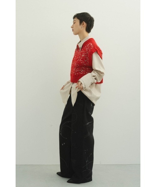 クヌースマーフ ジレ Knuth Marf ベスト ジレ embroidery knit best レディース
