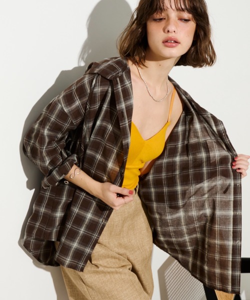 Unitage（ユニテージ） ブラウス シャツ シアーチェックフーディー