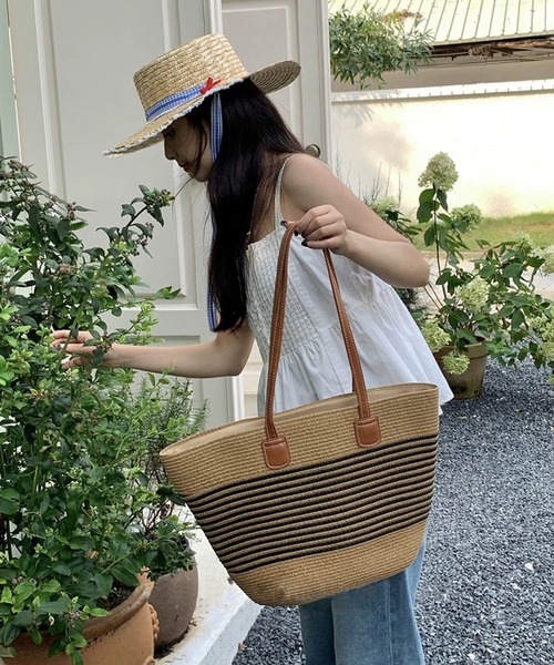 【関税込み】バスケット編みストロー トートバッグ 関税込み】バスケット編みストロー トートバッグ