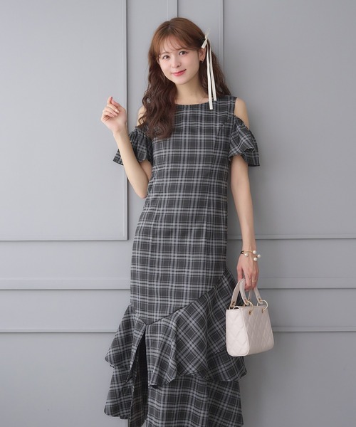 Ambre Neige ワンピース open shoulder asymmetrical frill