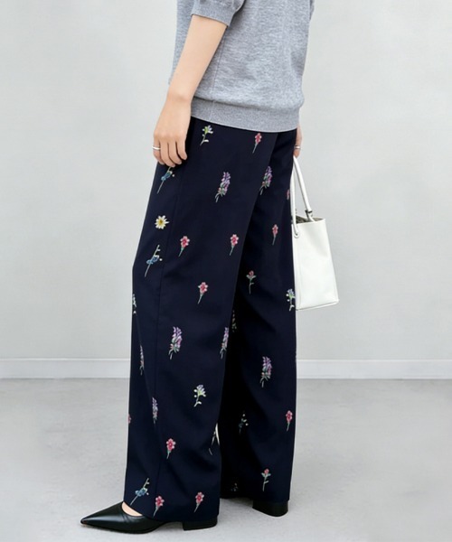 スラックス パンツ 花柄ワイドスラックス レディース : ZOZOTOWN Yahoo