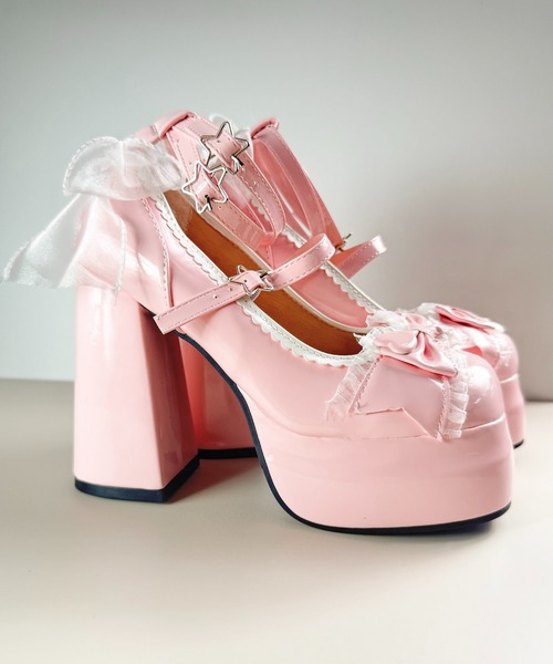 MAISON SELECT パンプス 9C91 厚底ヒール リボンパンプス : ZOZOTOWN