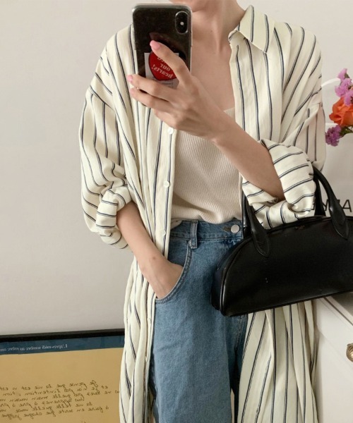 シャツワンピース ストライプ柄ロングシャツワンピース : ZOZOTOWN