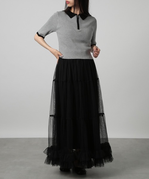 「MAISON BREEZE reveur」 半袖ニット FREE グレー レディース_画像2