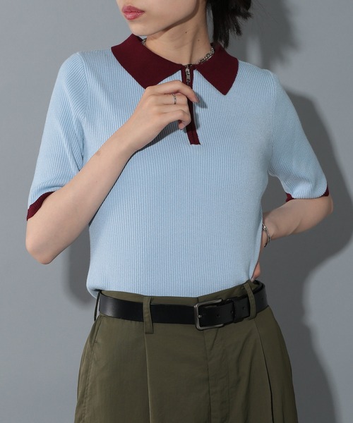 「MAISON BREEZE reveur」 半袖ニット FREE グレー レディース_画像6