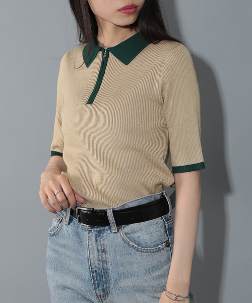 「MAISON BREEZE reveur」 半袖ニット FREE グレー レディース_画像7