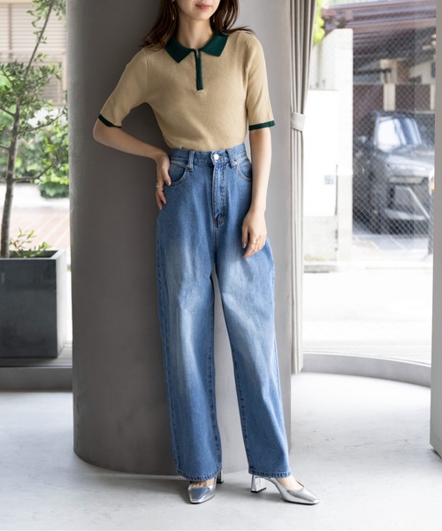 「MAISON BREEZE reveur」 半袖ニット FREE グレー レディース_画像8