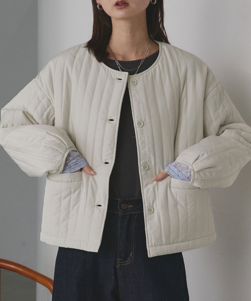 ad thie（アドティエ） ジャケット ノーカラージャケット ストライプ