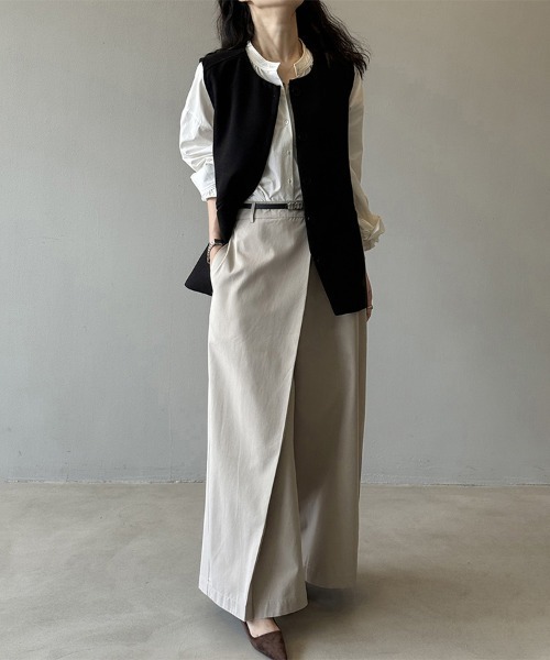 ベスト ジレ フロントボタンノースリーブベスト レディース : ZOZOTOWN