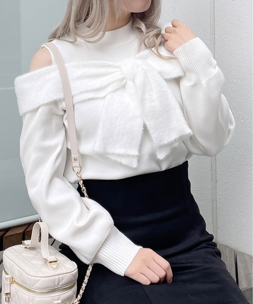 「abc une face」 長袖ニット FREE ブラック レディース_画像6