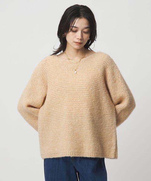 マディソンブルー ニットセーター 長袖 ローゲージ ウール ベージュ S 01 マディソンブルー ニットセーター 長袖 ローゲージ ウール ベージュ S