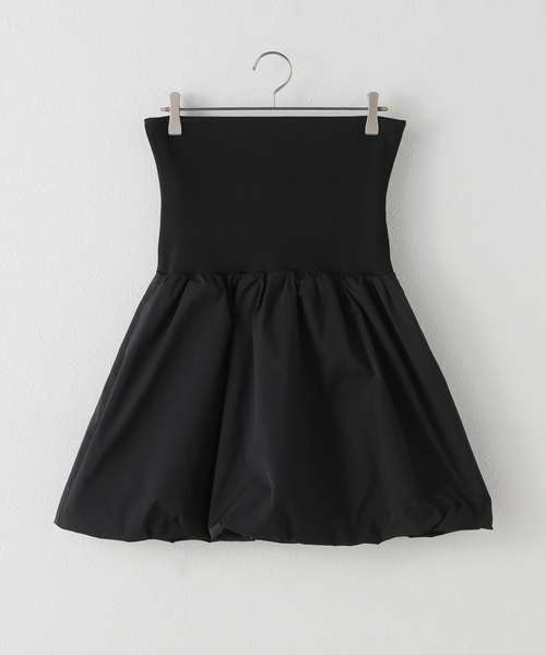 AMOMENTO / NYLON SHIRRING MINI SKIRT TOP/スカート/0/ポリエステル/BLK Spick＆Span（スピック アンド スパン） スカート AMOMENTO / ア