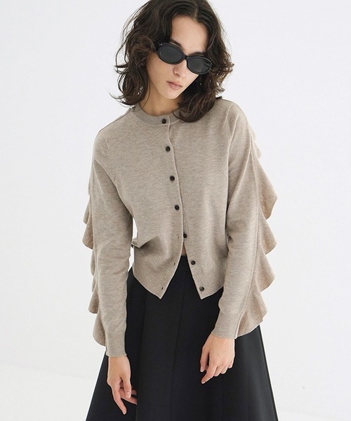 CLANE（クラネ） カーディガン W FACE SHOULDER FRILL KNIT CARDIGAN