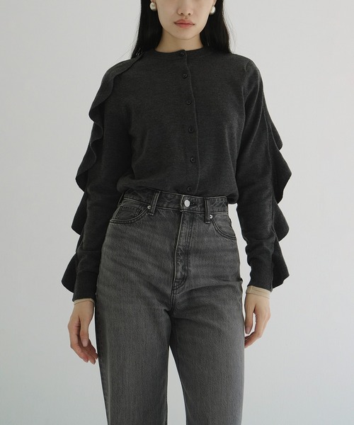CLANE（クラネ） カーディガン W FACE SHOULDER FRILL KNIT CARDIGAN