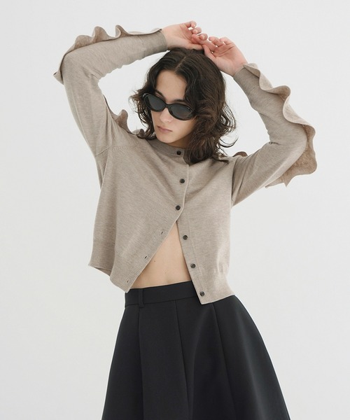 CLANE（クラネ） カーディガン W FACE SHOULDER FRILL KNIT CARDIGAN