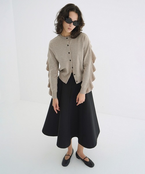 CLANE（クラネ） カーディガン W FACE SHOULDER FRILL KNIT CARDIGAN