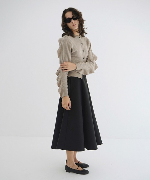 CLANE（クラネ） カーディガン W FACE SHOULDER FRILL KNIT CARDIGAN