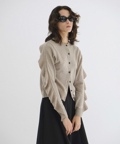 CLANE（クラネ） カーディガン W FACE SHOULDER FRILL KNIT CARDIGAN