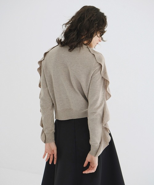 CLANE（クラネ） カーディガン W FACE SHOULDER FRILL KNIT CARDIGAN