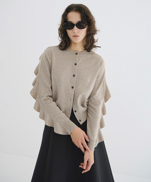 CLANE（クラネ） カーディガン W FACE SHOULDER FRILL KNIT CARDIGAN
