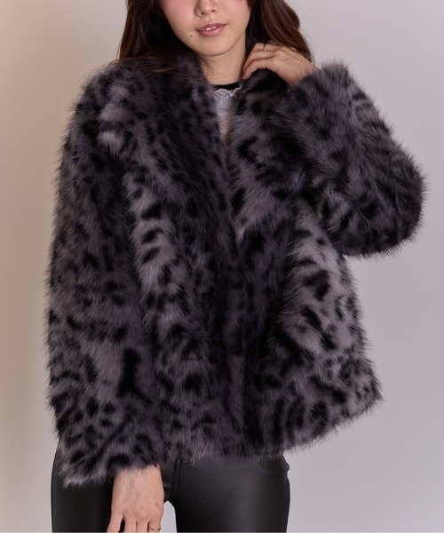 pumpkin port コート アウター ヒョウ柄 フェイクファー レディース