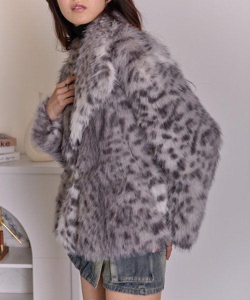 pumpkin port（パンプキンポート） コート アウター ヒョウ柄 フェイク